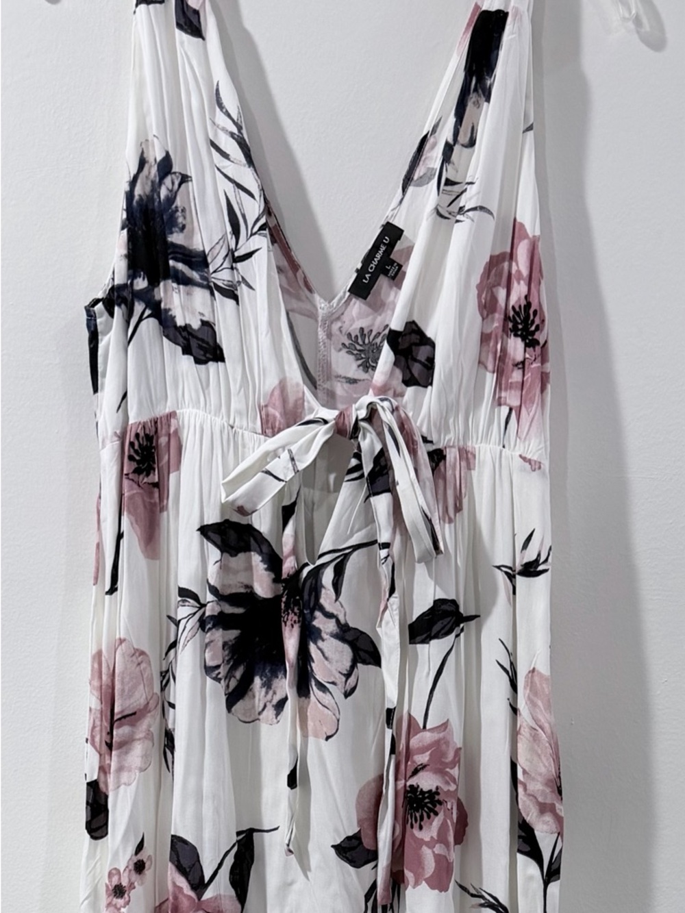 White Floral Tie-Front Maxi Dress